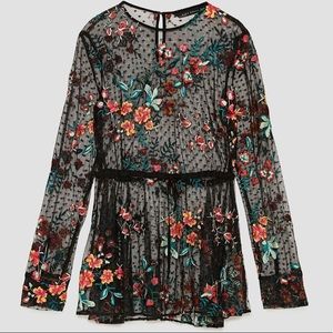 Zara long flower mesh blouse / dress